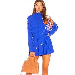 NWOT Free People Gemma Tunic Top Blue Floral